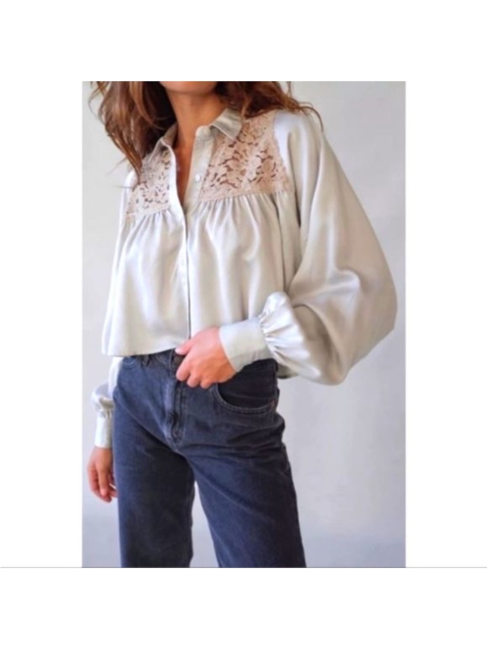 Urban Outfitters Cream Lace Callie Blouse